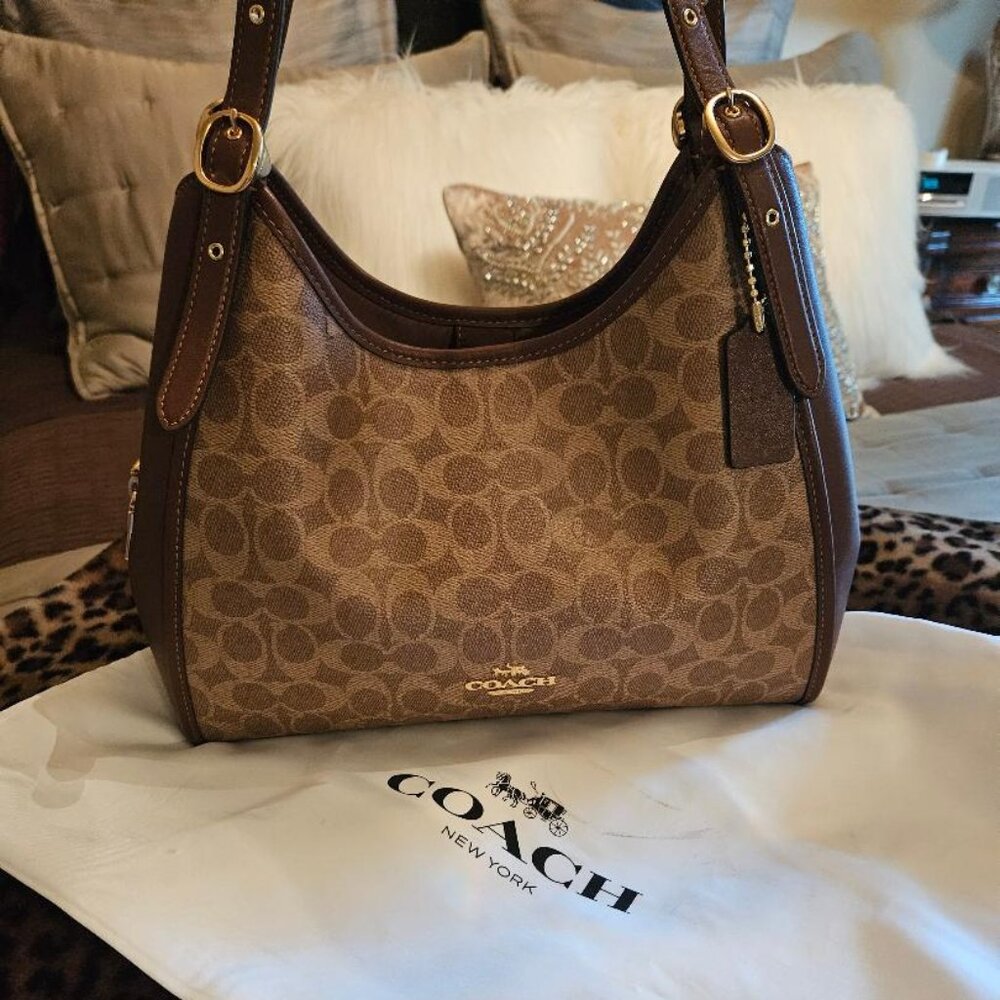 Coach Erin shoulder bag in signature canvas gold/tan/brown.